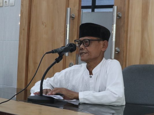 Ketua PC LDII Karangmojo, Sumpeno Memberikan Sambutan